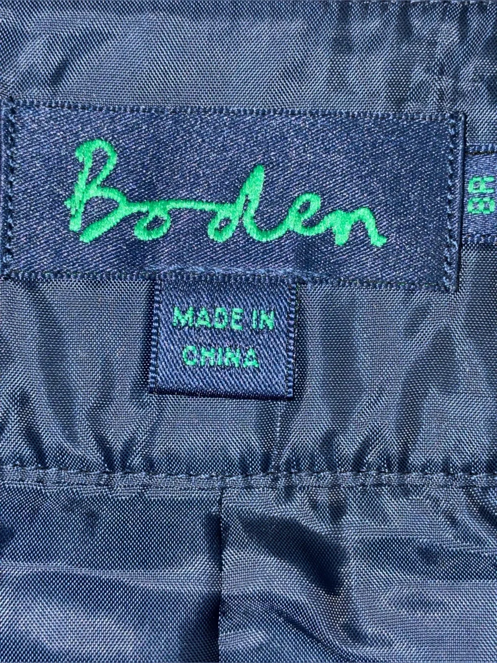 Boden Navy‎ Wool Blend A-Line Midi Skirt Teal Circle Appliqué Size 8